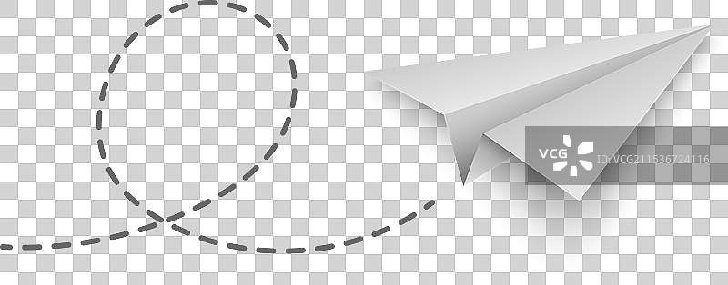 折纸飞机与虚线轨迹图片素材