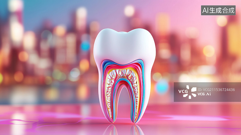 【AI数字艺术】孤立牙齿剖面插图图片素材