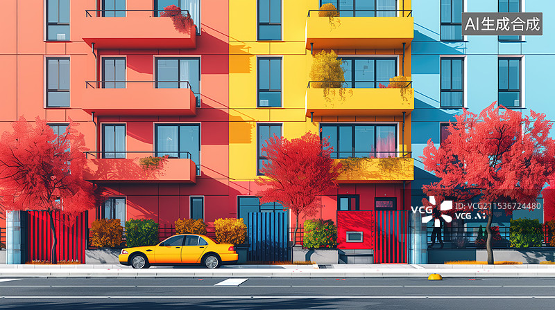 【AI数字艺术】多彩的城市街道图片素材