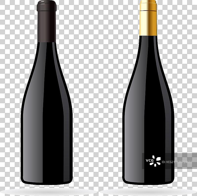 红酒瓶黑色玻璃模型孤立展示图片素材