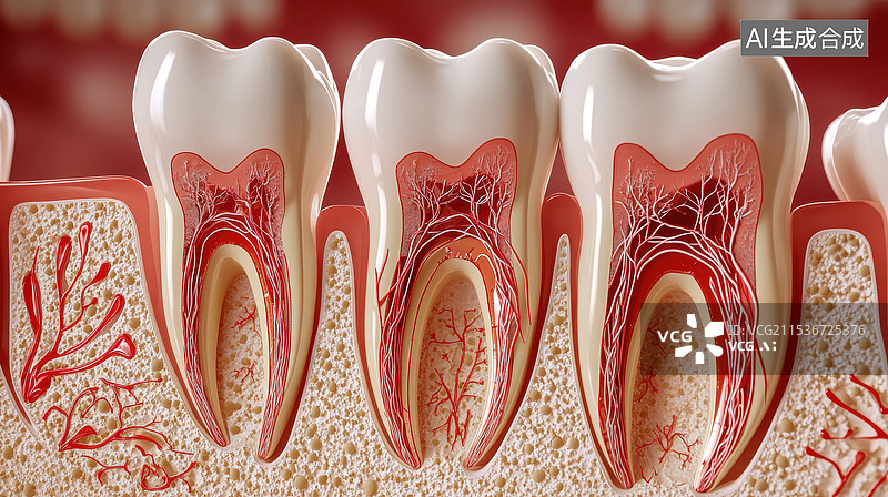 【AI数字艺术】根管治疗处理牙髓病变的牙齿特写c4d模型图片素材