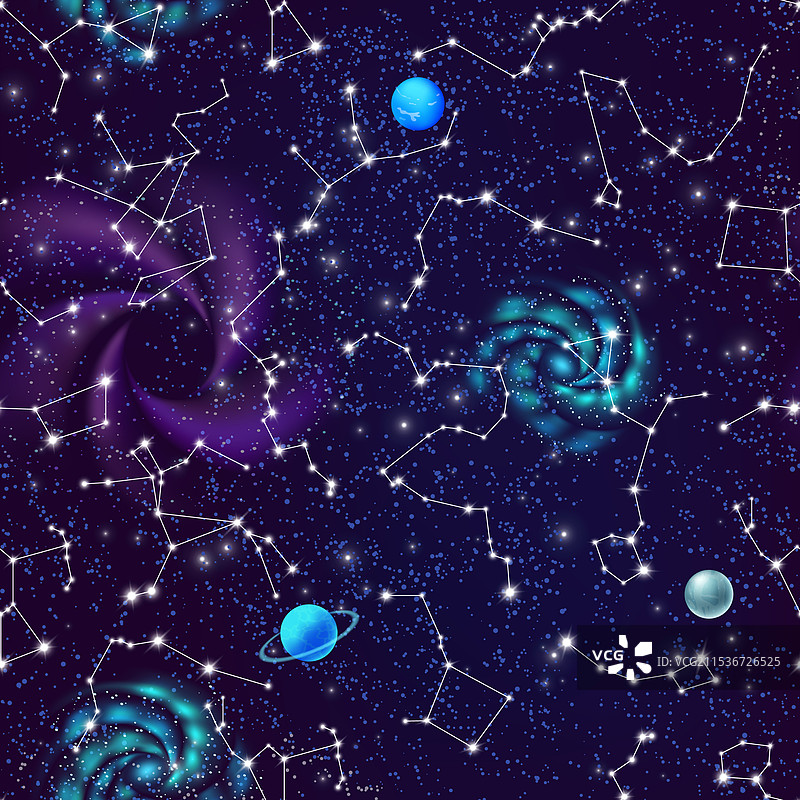 太空星座无缝图案图片素材