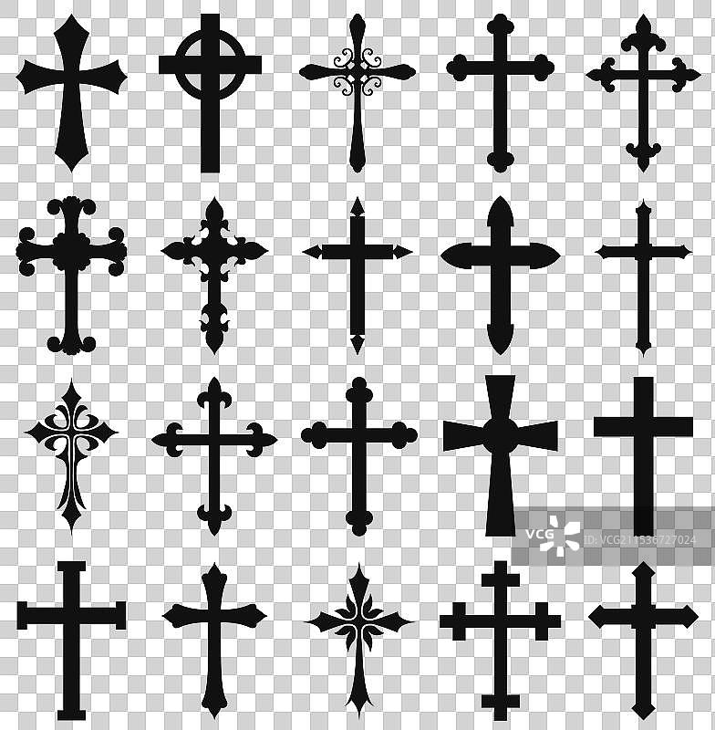宗教符号的交叉剪影图片素材
