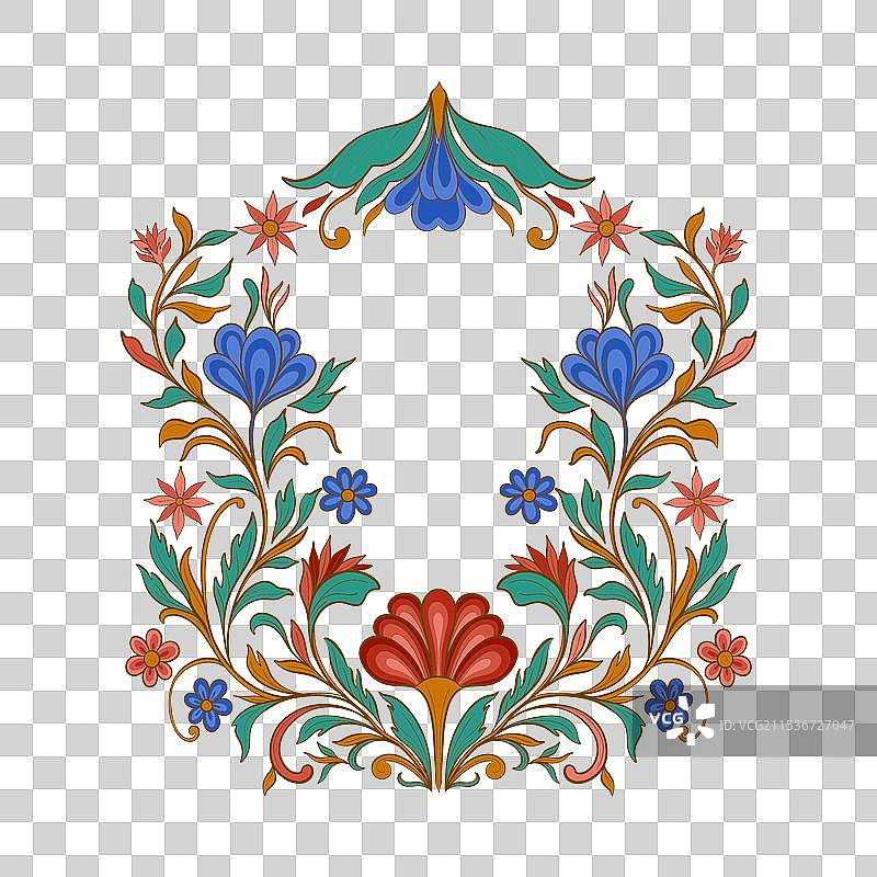 莫卧儿风格的树木装饰，花卉复古图案图片素材