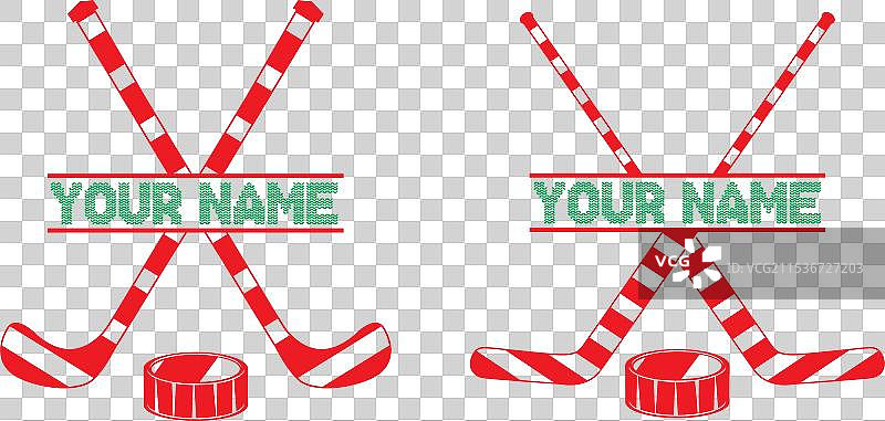 分开的糖果手杖冰球棒 圣诞冰球图片素材