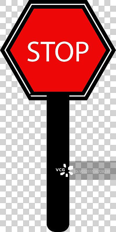 黑色和红色的停车标志图标，带有文字图片素材