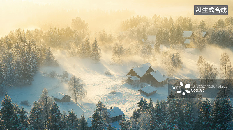 【AI数字艺术】冬天户外森林雪景风光图片素材