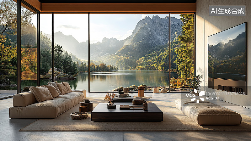【AI数字艺术】现代简约风格客厅设计图片素材