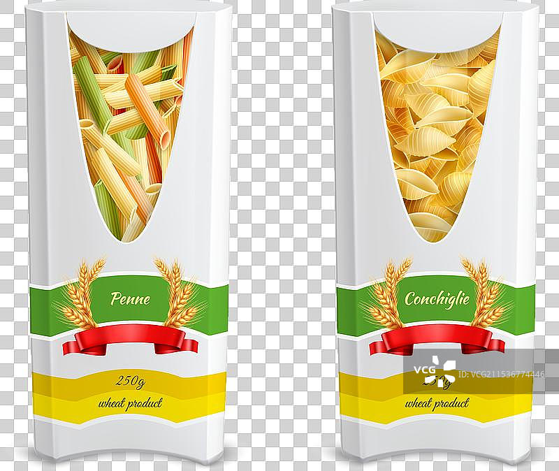 意大利面包装逼真的图标集图片素材