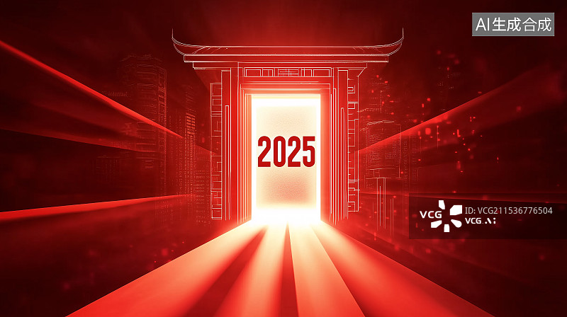 【AI数字艺术】穿越大门迎接2025年新年鸿运当头图片素材