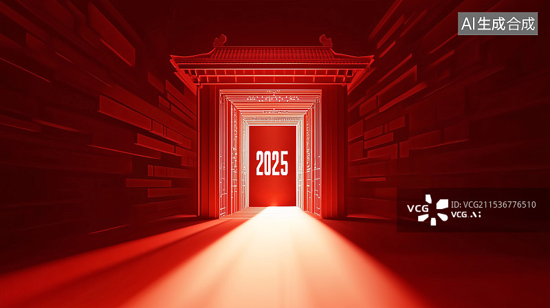 【AI数字艺术】穿越大门迎接2025年新年鸿运当头图片素材