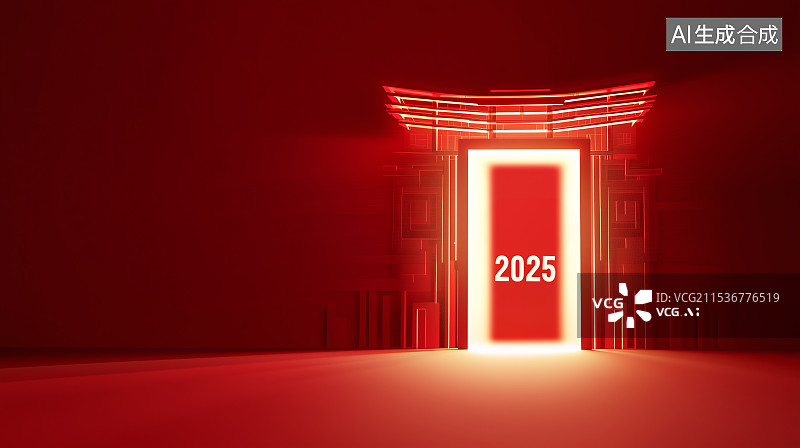 【AI数字艺术】穿越大门迎接2025年新年鸿运当头图片素材
