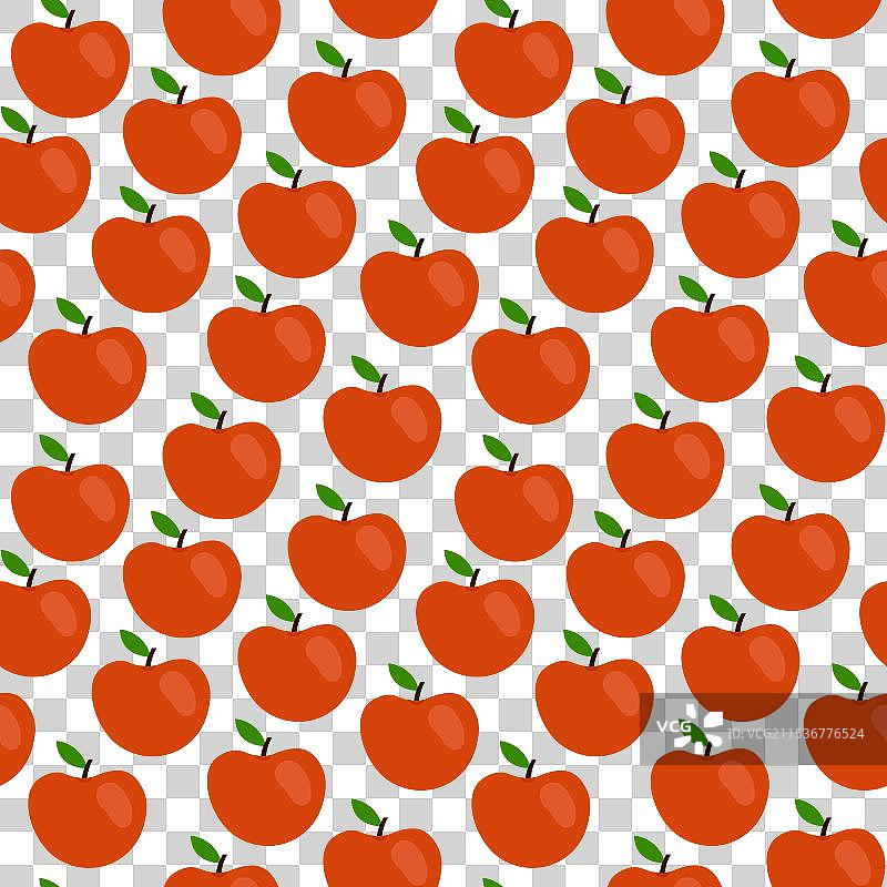 无缝图案，红色苹果和图片素材