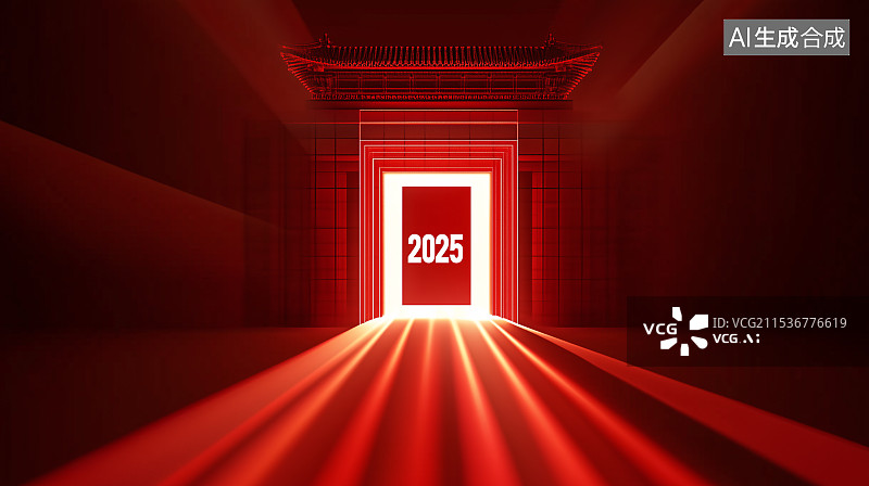 【AI数字艺术】穿越大门迎接2025年新年鸿运当头图片素材
