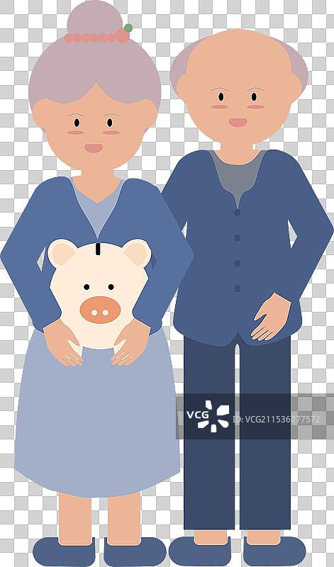 老人手握储蓄罐图片素材