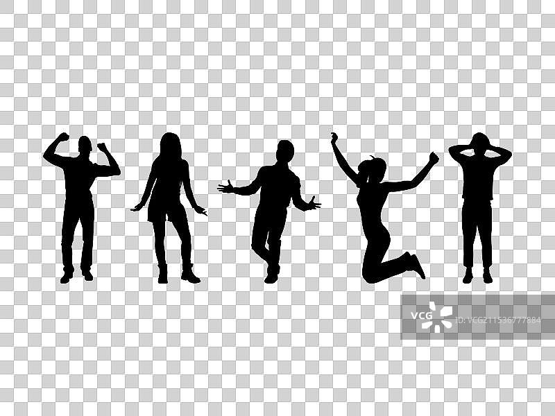 兴奋人群的剪影设计图片素材