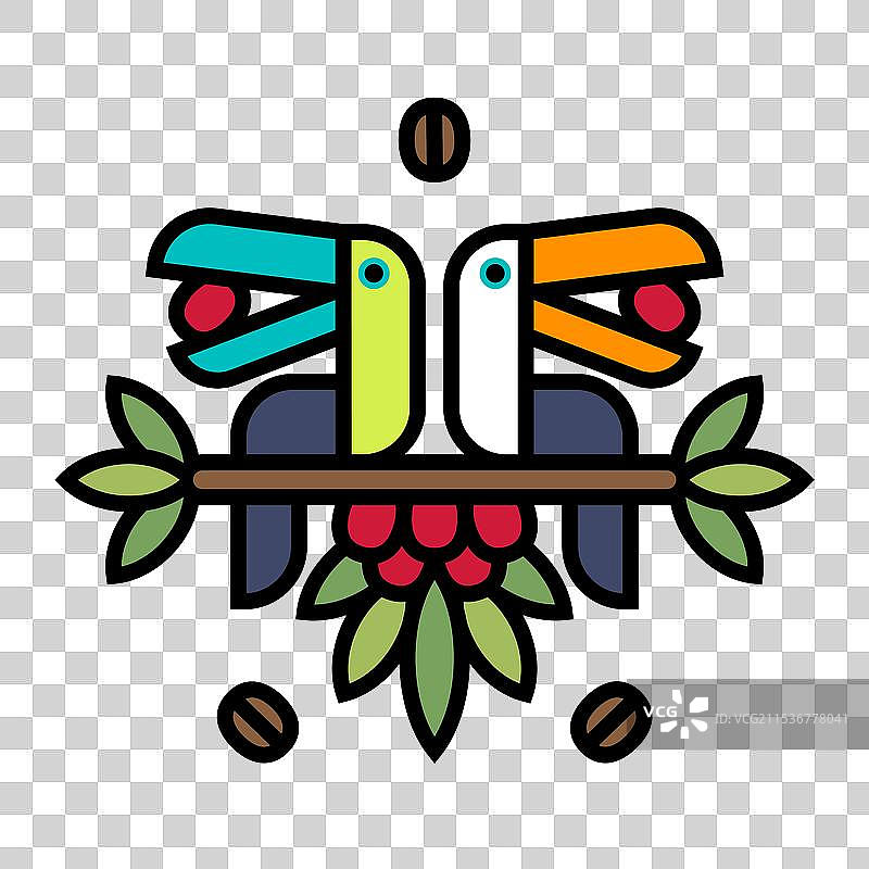 热带鸟类 咖啡豆 喙 扁平图片素材