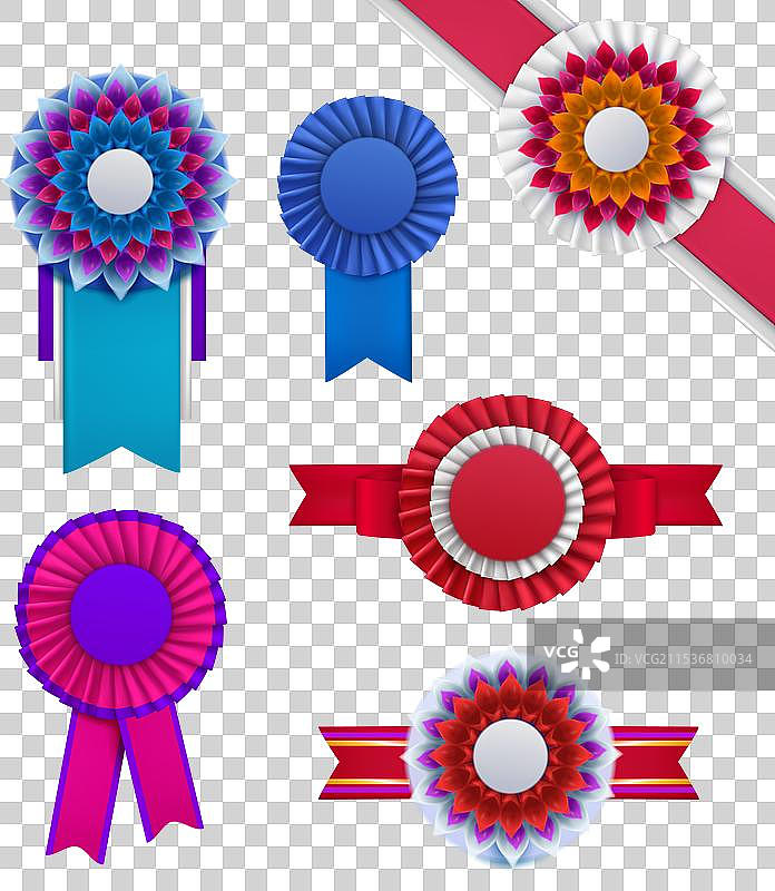 逼真的徽章和绶带套装图片素材