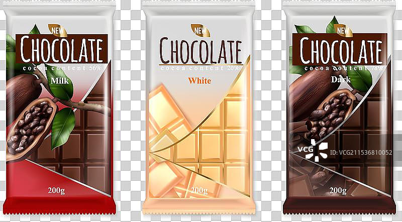 逼真的巧克力棒套装图片素材