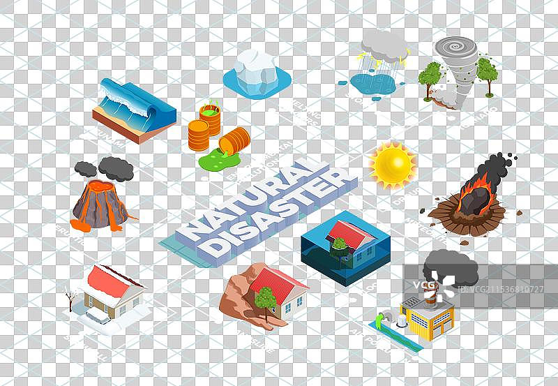 自然灾害等距流程图图片素材