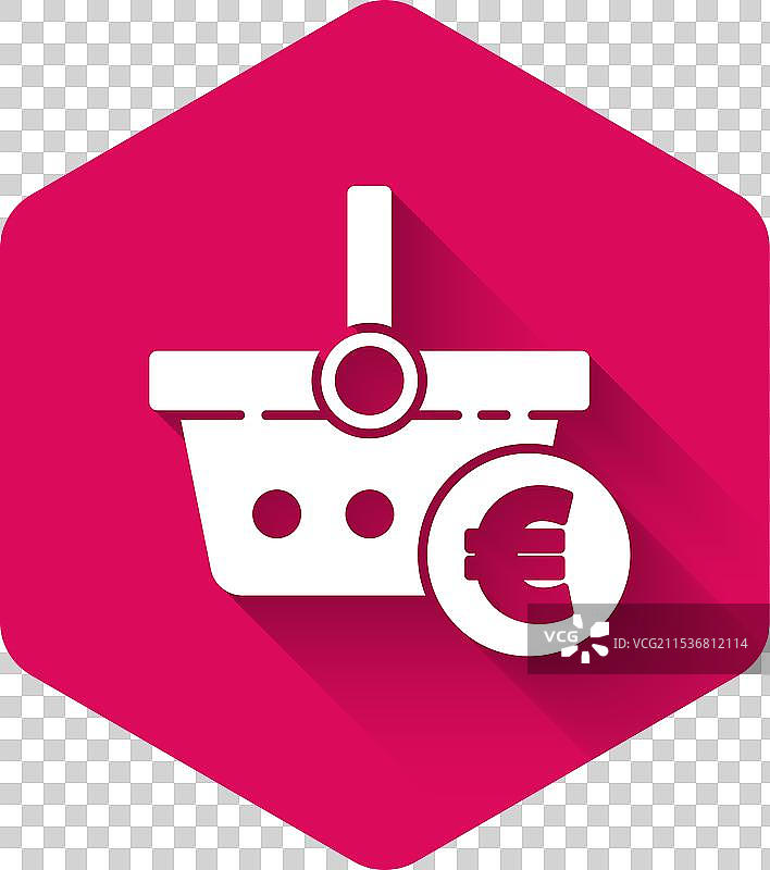 白色购物篮和欧元符号图标图片素材