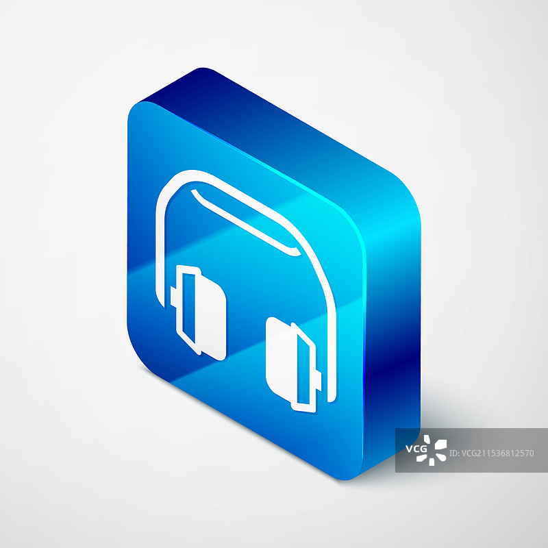 等距耳机图标，背景为灰色图片素材