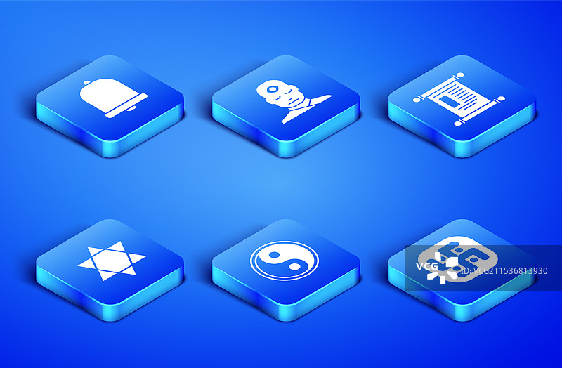 耆那教教堂的钟，阴阳，大卫之星图片素材