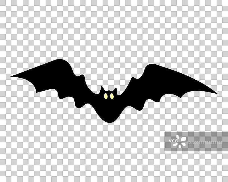 一只简单的黑色蝙蝠，带有黄色眼睛，令人害怕的蝙蝠图片素材