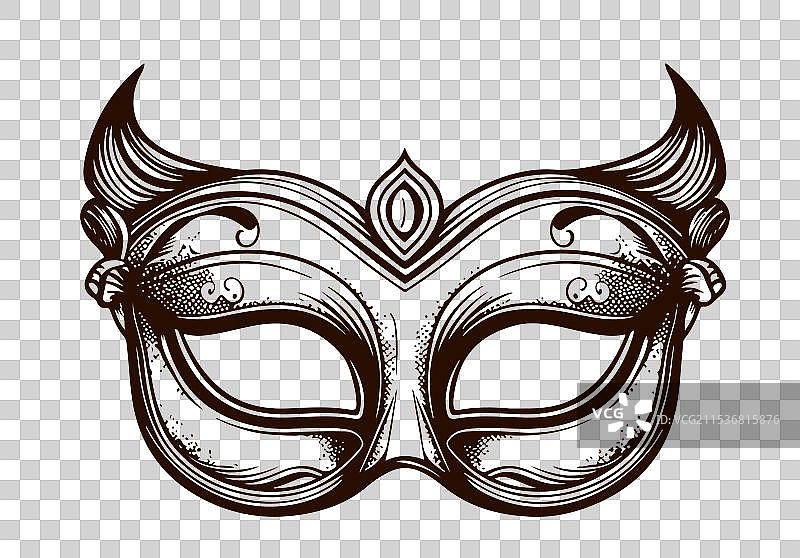 手绘的化妆舞会面具，适合狂欢节或派对使用图片素材