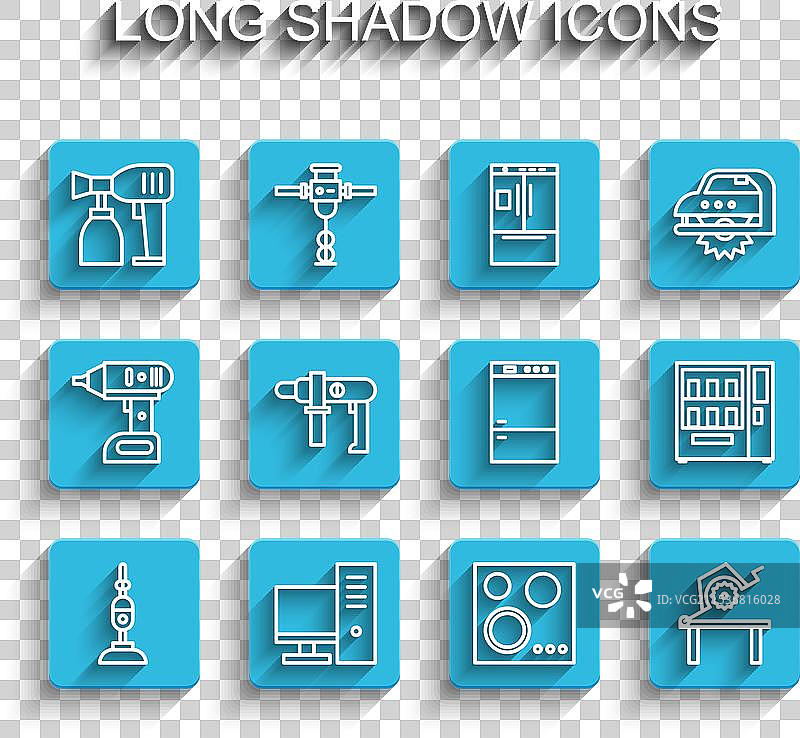 吸尘器、电脑显示器、油漆的线条图片素材