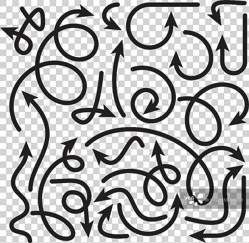 不同箭头的黑色图案在白色背景上图片素材