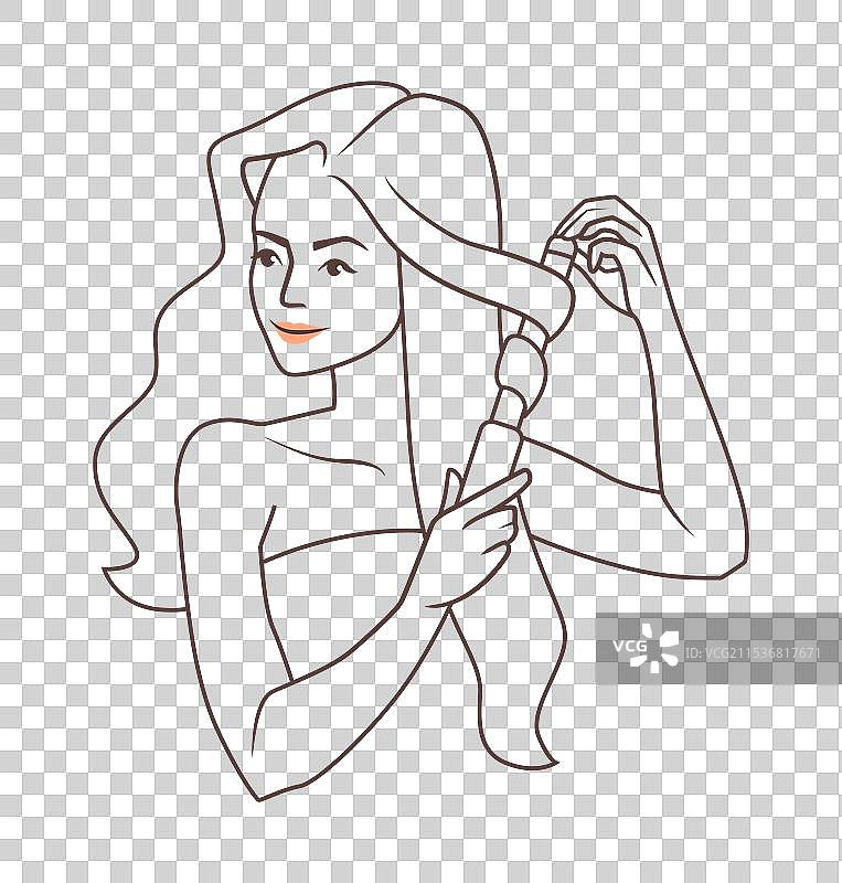 女性使用电动工具进行发型护理图片素材