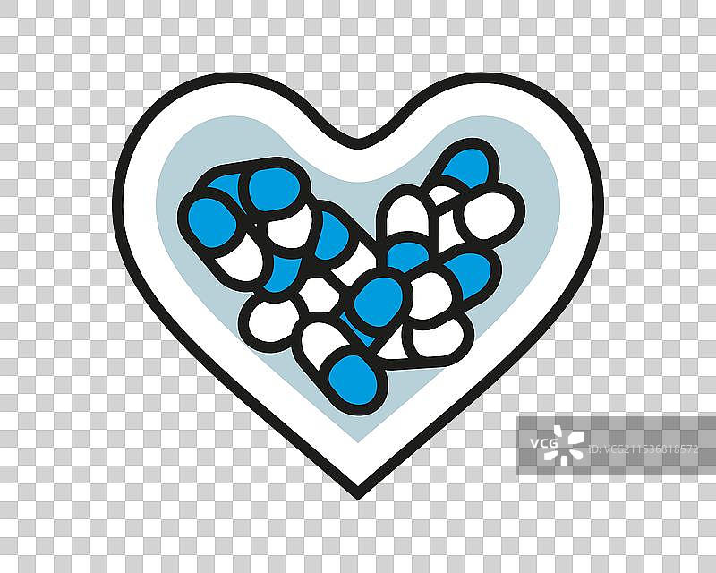 心形药盒内装有胶囊图片素材