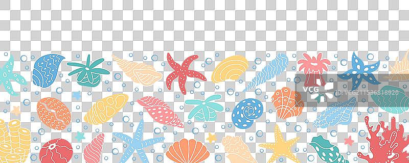 海洋图案设计，包含珊瑚和海贝壳图片素材