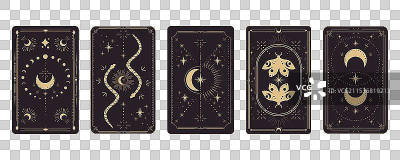 塔罗牌反向边框魔法神圣框架金线图片素材