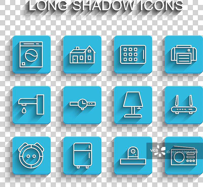 设置线条机器人吸尘器冰箱洗衣机图片素材