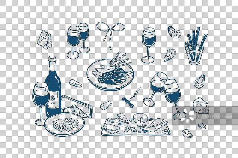 酒与诗人极简主义手写套装图片素材