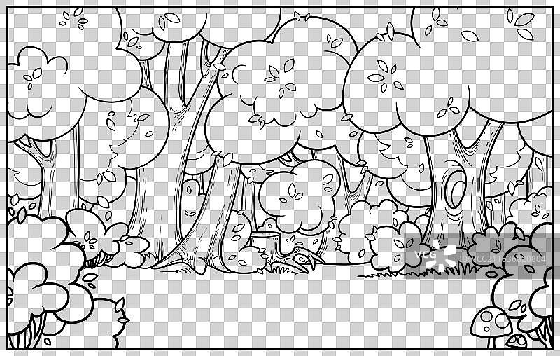 古老的童话森林，林间空地勾勒出轮廓图片素材