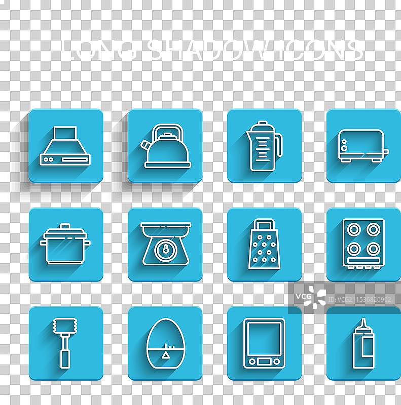 厨房用具：锤子、定时器、抽油烟机图片素材