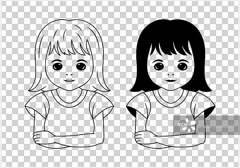 大眼睛的动漫女孩，孤立的漫画风格图片素材