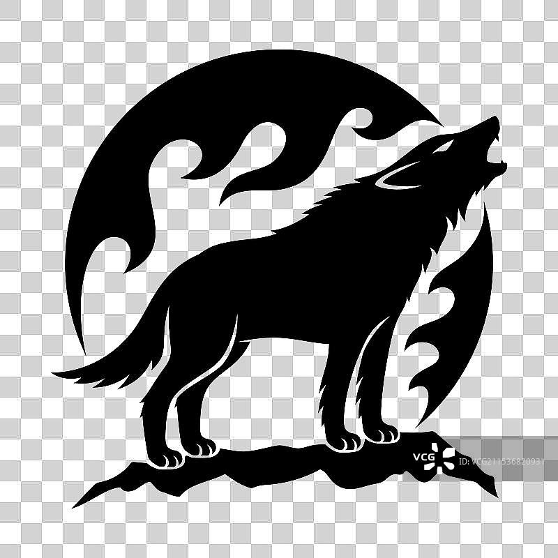 狼在月下嚎叫图片素材