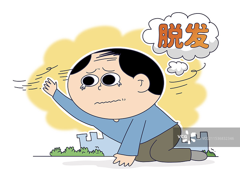 脱发的人物，掉头发，秃顶图片素材