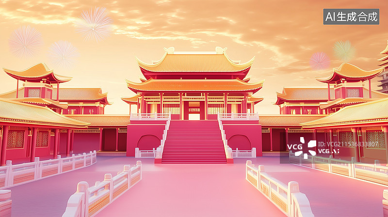【AI数字艺术】3d主中国传统风格建筑图片素材