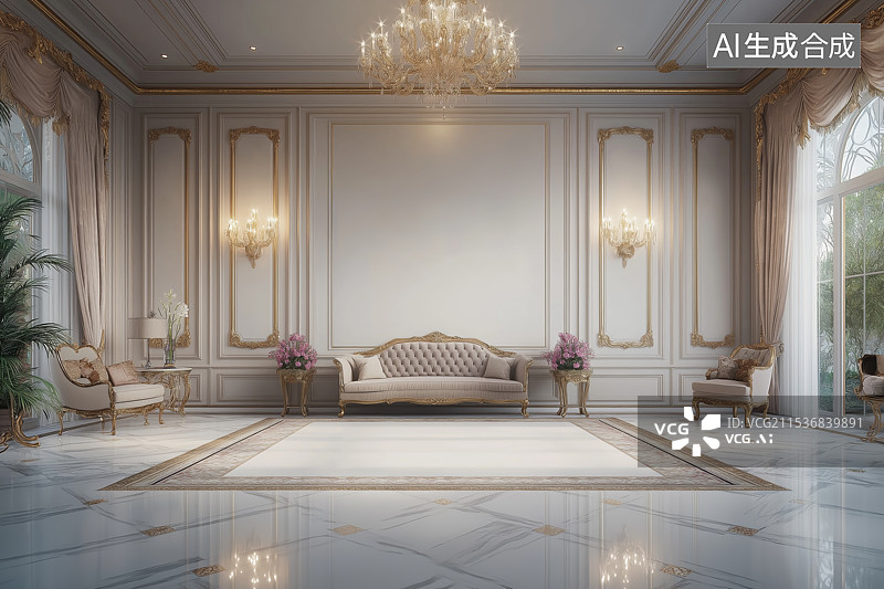 【AI数字艺术】欧式风格的室内样板间图片素材