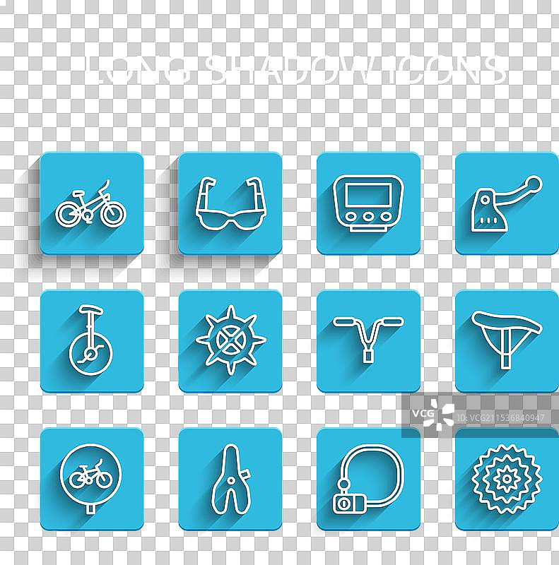 设置线条自行车座锁卡式齿轮图片素材