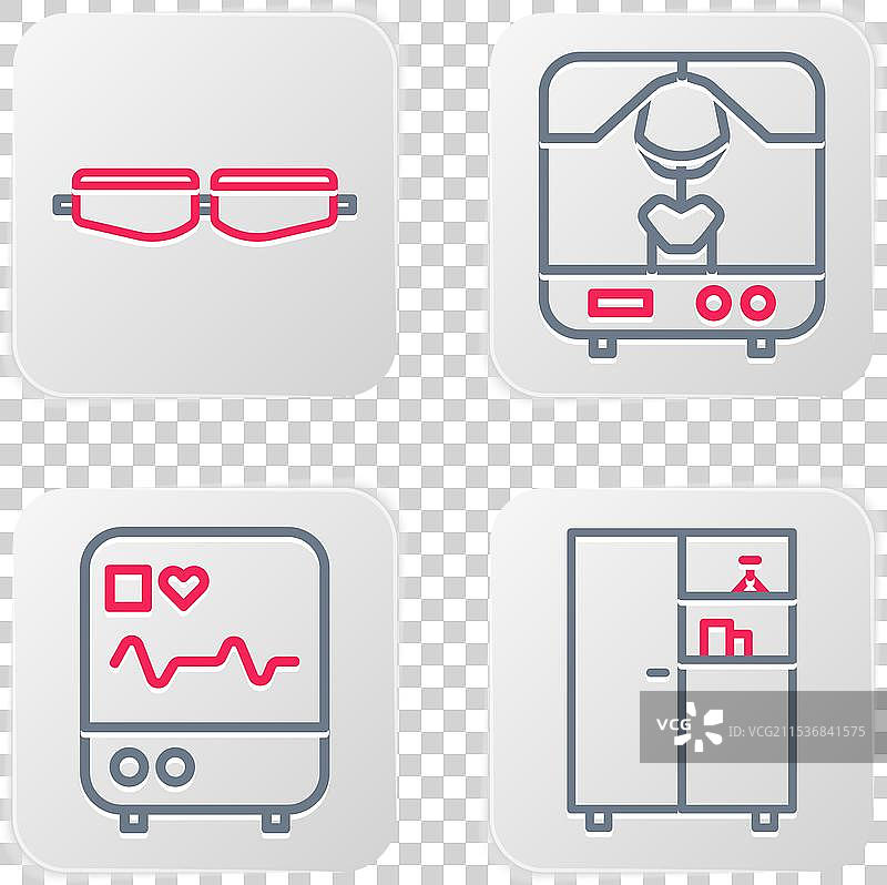 设置带心电图的药品柜监视器图片素材