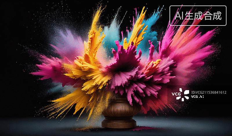 【AI数字艺术】彩色粉末爆炸图片素材