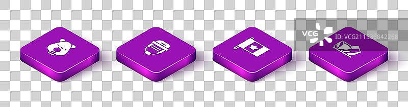 等距的海狸动物冰球头盔旗帜图片素材