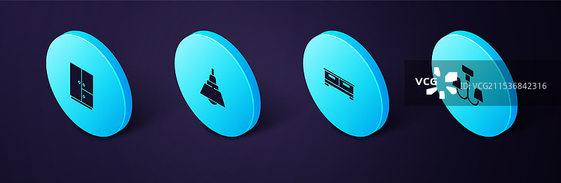 等距吊灯和抽屉柜的组合图片素材