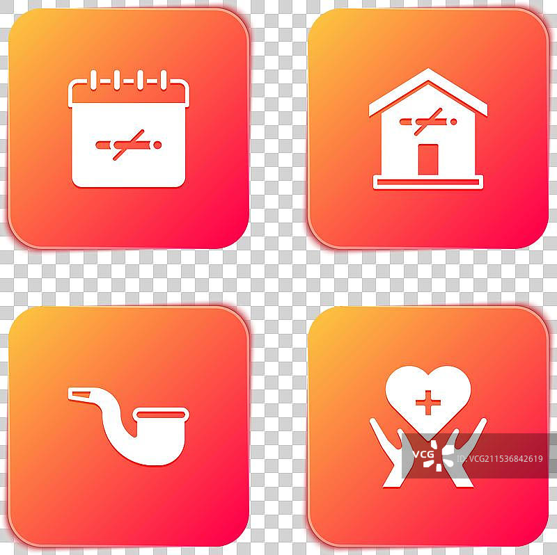 在家设定禁烟日，配有烟斗和心形图案图片素材